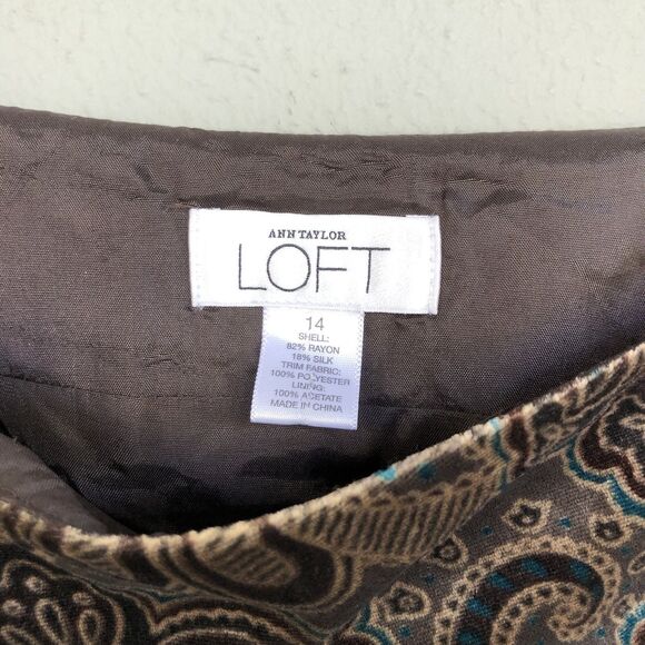 Ann Taylor Velvet Silk Skirt Women 14 Brown Paisley Boho Fairy Whimsy Y2K VTG - Picture 7 of 10